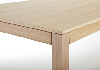 Table 732 - Close-up of a light wood table corner