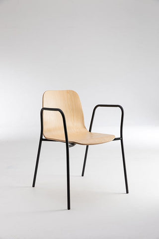 Modern wood chair with black frame