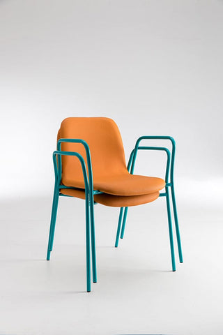 Orange chair with teal frame
