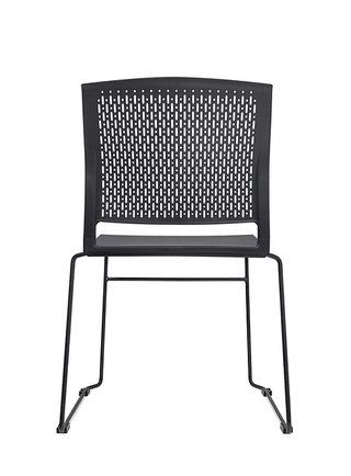 Black plastic chair with perforated back
