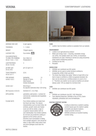 Verona Leather Specification Sheet