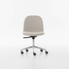 Beige office chair with wheels on a white background