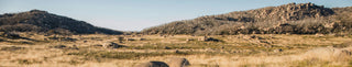 Landscape photo by Mitchell Luo of a mountain range and field.