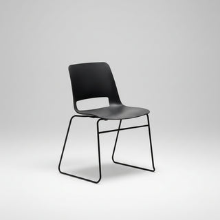 Black chair with a minimalist design on a white background