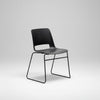Black chair with a minimalist design on a white background