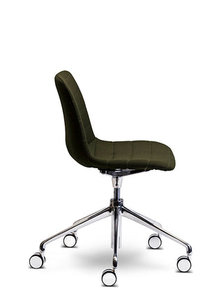 Green office chair with a chrome base on a white background