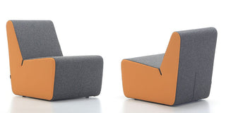 Modern gray and orange CAT1 chair design.