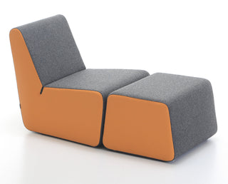 AURALIGHT_11 modern gray and orange lounge chair with ottoman