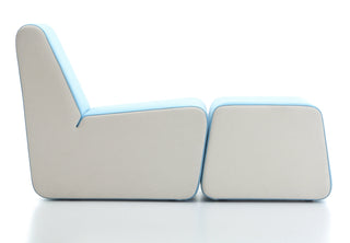 AURALIGHT_26 modern chair with ottoman, white and blue