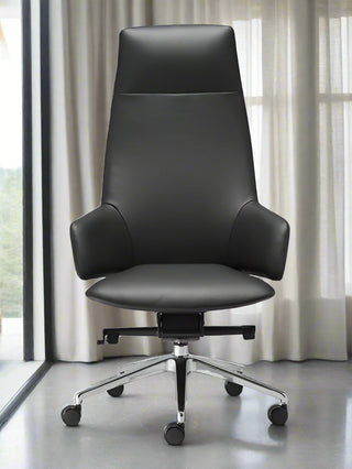 Black Leather Office Swivel Chair