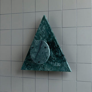 Bermuda 8 - Geometric green marble clock on tiled wall