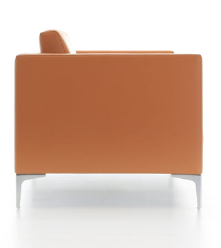 CARA 20 orange leather sofa side view