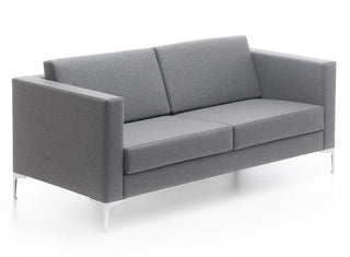 Modern gray loveseat with metal legs