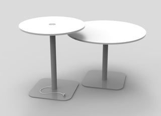 Cluster tables in white, round, and modern design