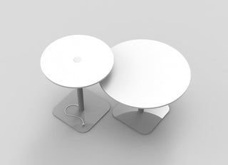 Two modern white tables