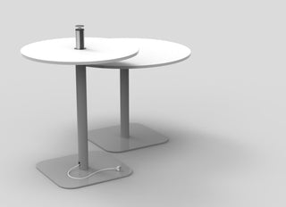Modern white tables with power outlet