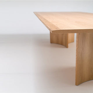 Modern wooden table with unique leg design