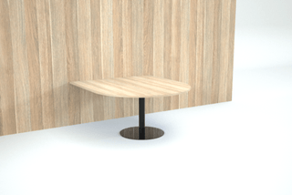 Disc base table with wooden top