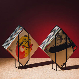 Vinyl record display stand with albums