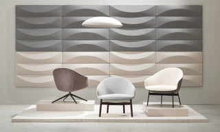 Marina Grey Trio chairs with wavy wall panels