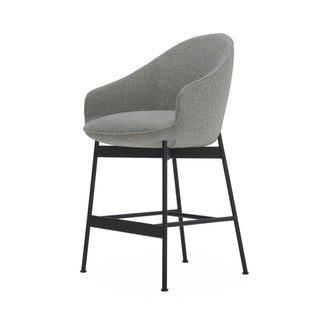 Marina Mini Bar Stool - Gray fabric, angled view