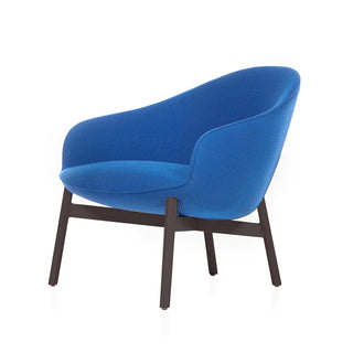 Blue Marina Armchair with Timber Base - Angled View
