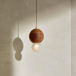Marz Designs Oak & Brass Sphere Pendant Light