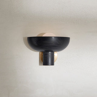 Selene Uplight, Blackened Ash & Brass Wall Sconce, Front View