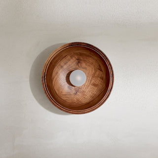 Marz Designs Selene Walnut Sconce - Large, Frosted, Wall-Mounted Light