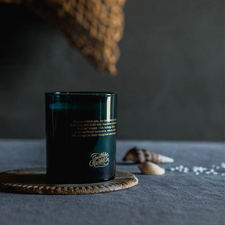 Ocean Isle candle on coaster
