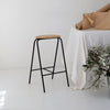 Odic5 modern black stool with wood seat
