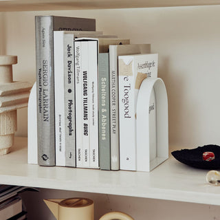 Bookshelf with books and bookends