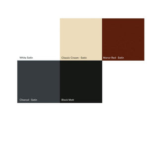 Paint swatches - White, Cream, Red, Charcoal, Black