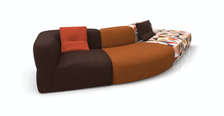 PuffaloCurve2 sofa with colorful geometric pattern