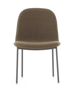 Brown upholstered chair with metal legs
