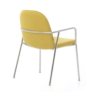Yellow Reptile6 chair with chrome arms and legs