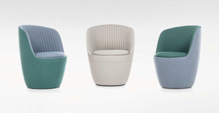 Shelly Mini Trio chairs in teal, white, and blue.