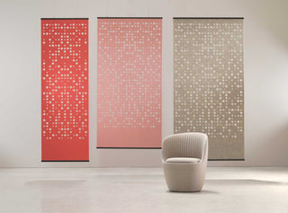 Shelly Mini panels with pink background and modern chair