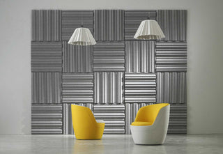 Shelly Two-Tone wall with yellow chairs and lamps