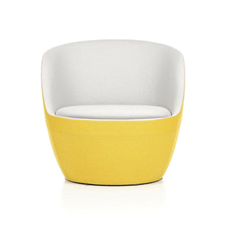 Shelly Armchair, front view, two-tone yellow and white