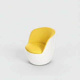 Shelly armchair, two-tone yellow and white, rotating view