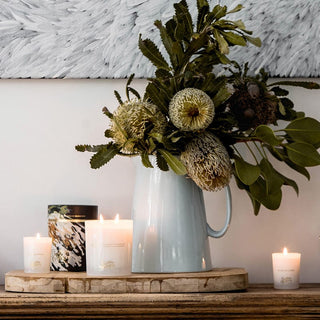 Floral arrangement with candles