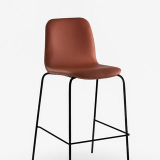Tiller Slim Four Leg Bar Chair - Brown Leather