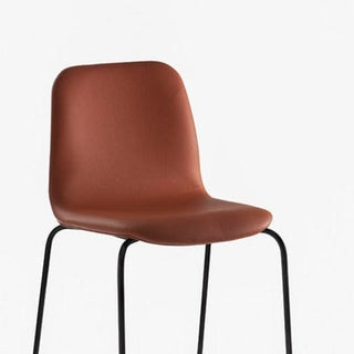 Tiller Slim Sled Bar Chair - Brown Leather Seat