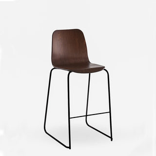Tiller Slim Sled Bar Chair with Dark Wood Seat