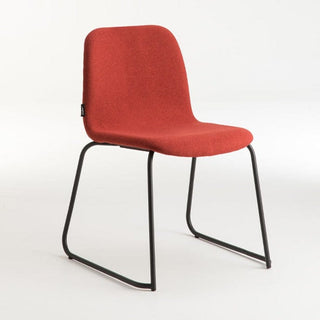 Tiller Slim Sled Chair - Red Fabric