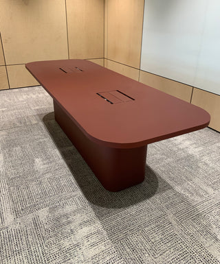 Titanic Table 3 - Red conference table with power outlets