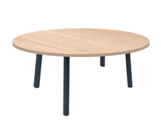 Tubular round coffee table with wood top