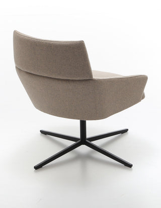WALLSTREET_21 modern swivel chair, beige fabric, black base