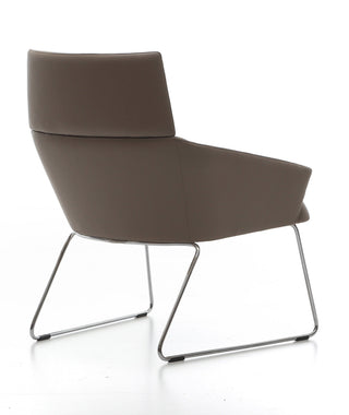 modern brown lounge chair with metal frame
